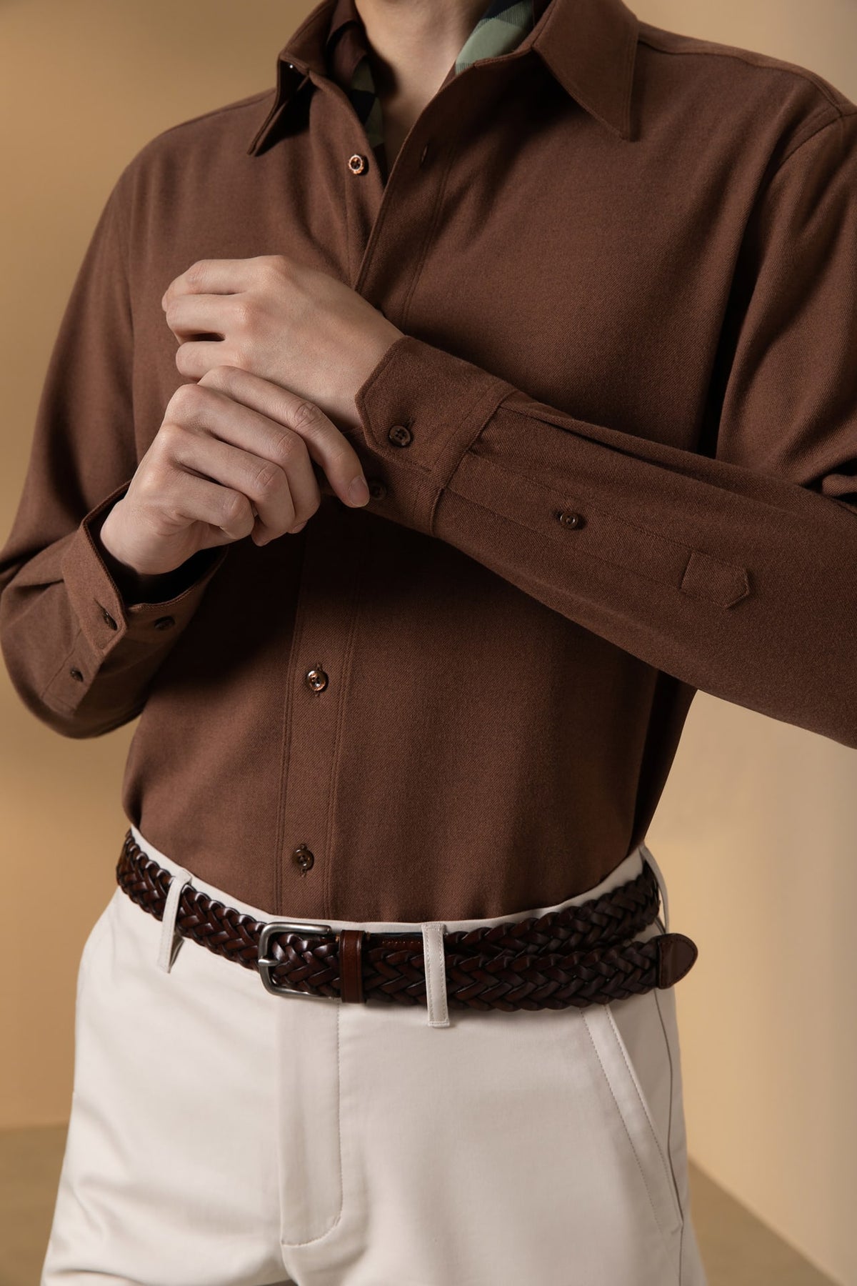 2 Side Brush Twill Comfort Fit Long Sleeve Casual Shirt