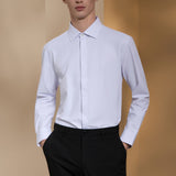 Non-Iron Dry Stretch Herringbone Smart Fit Long Sleeve Shirt