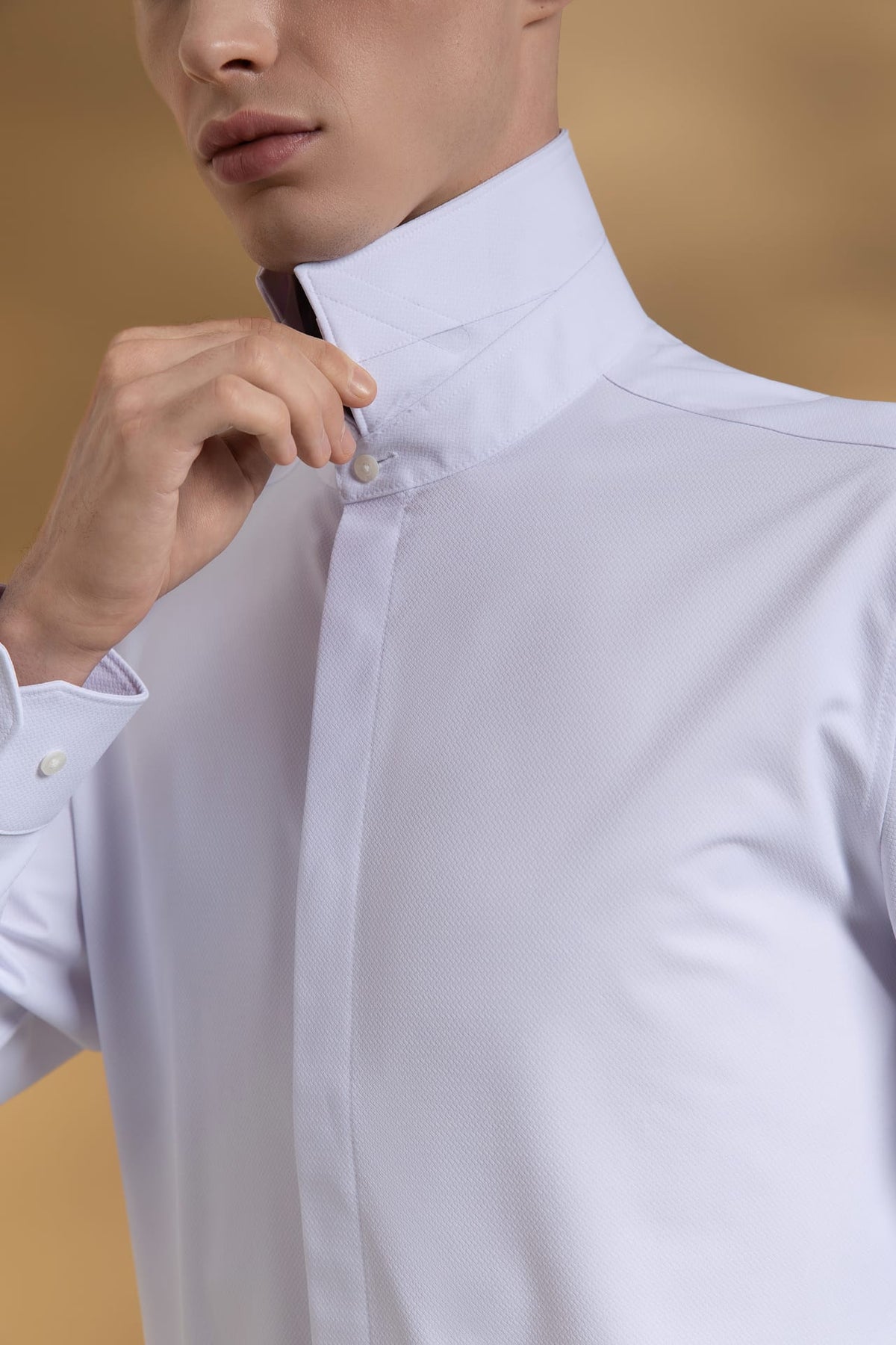 Non-Iron Dry Stretch Herringbone Smart Fit Long Sleeve Shirt