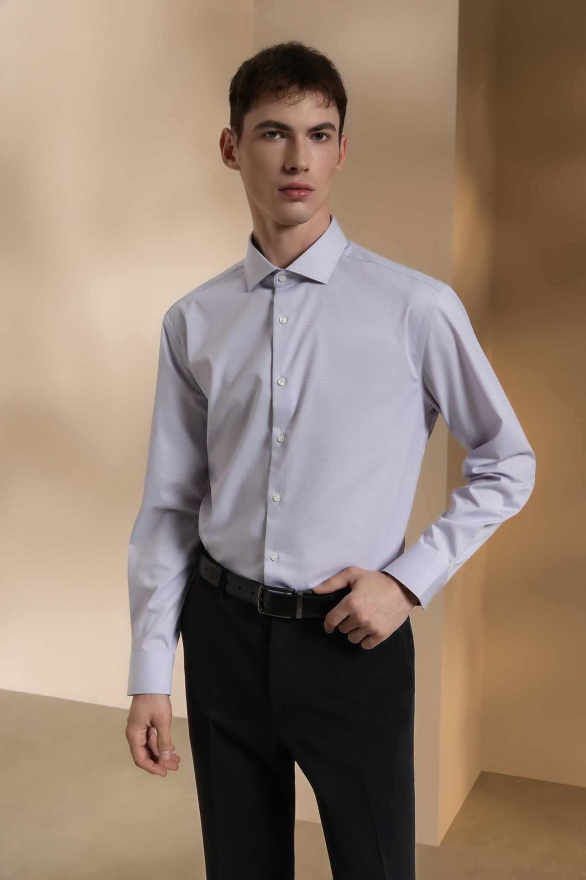 Non-Iron Three Proof Finish Dobby Twill Smart Fit Long Sleeve Shirt