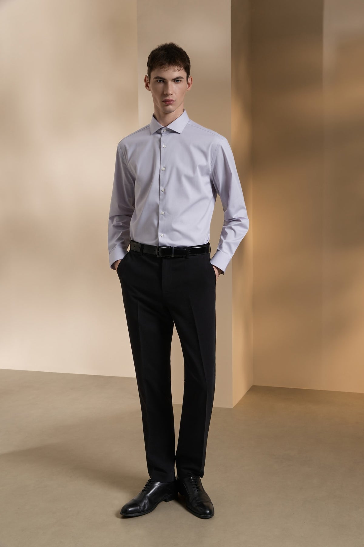 Non-Iron Three Proof Finish Dobby Twill Smart Fit Long Sleeve Shirt