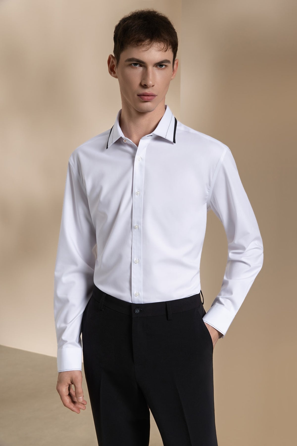 Non-Iron Three Proof Finish Twill Smart Fit Long Sleeve Shirt