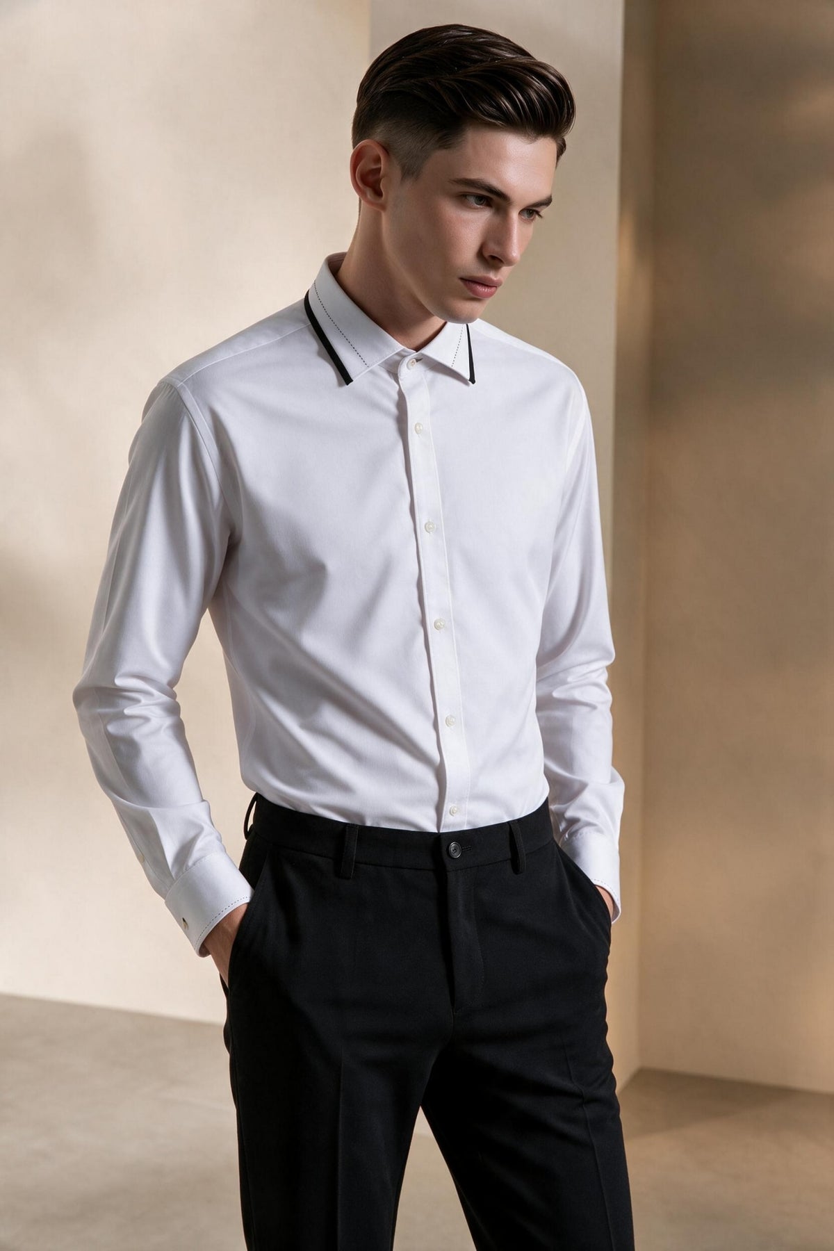 G2000 - Shirts - Non-Iron Three Proof Finish Twill Smart Fit Long Sleeve Shirt - Smart - White