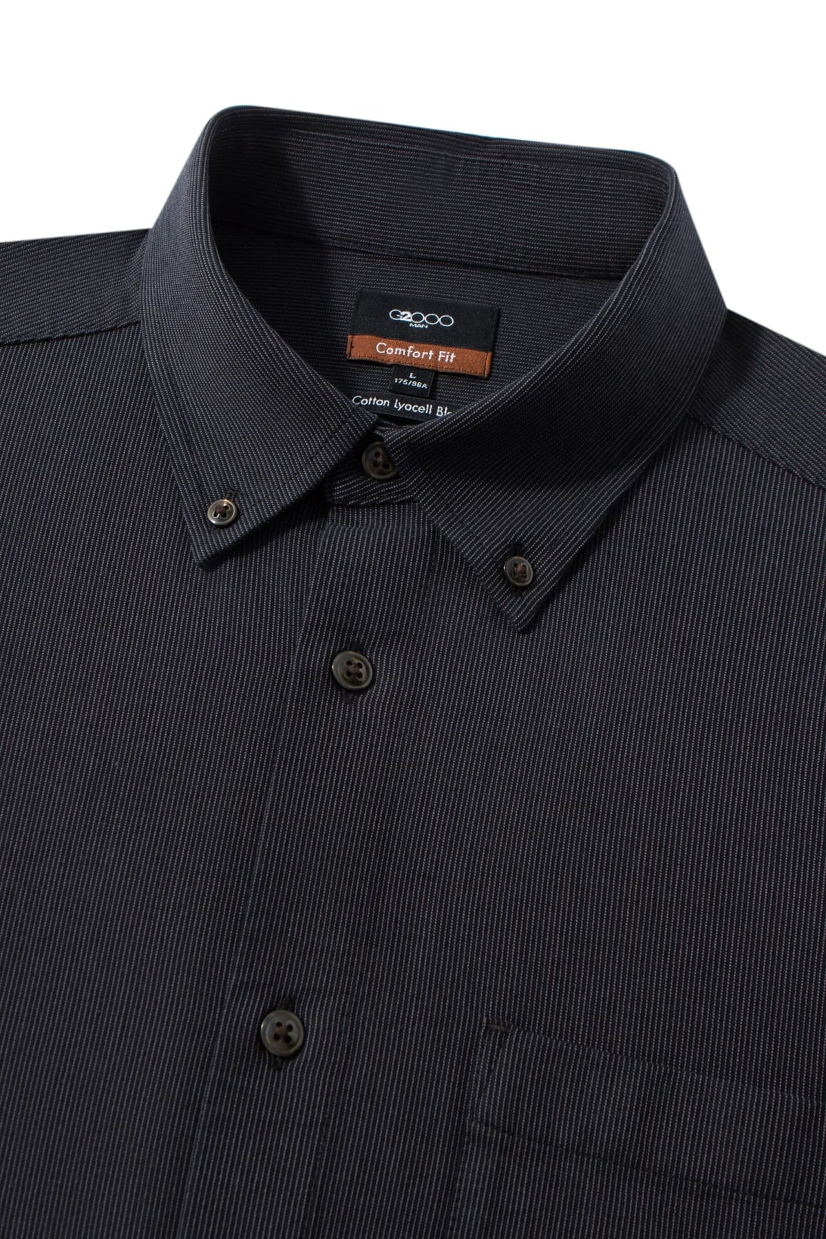 Lyocell Blend Stripe Comfor Fit Long Sleeve Casual Shirt