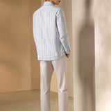 Chenille Stripe Texture Comfort Fit Long Sleeve Casual Shirt