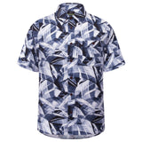 Non-Iron Pure Cotton Geometric Leaves Print Relax Fit Short Sleeve Casual Shirt