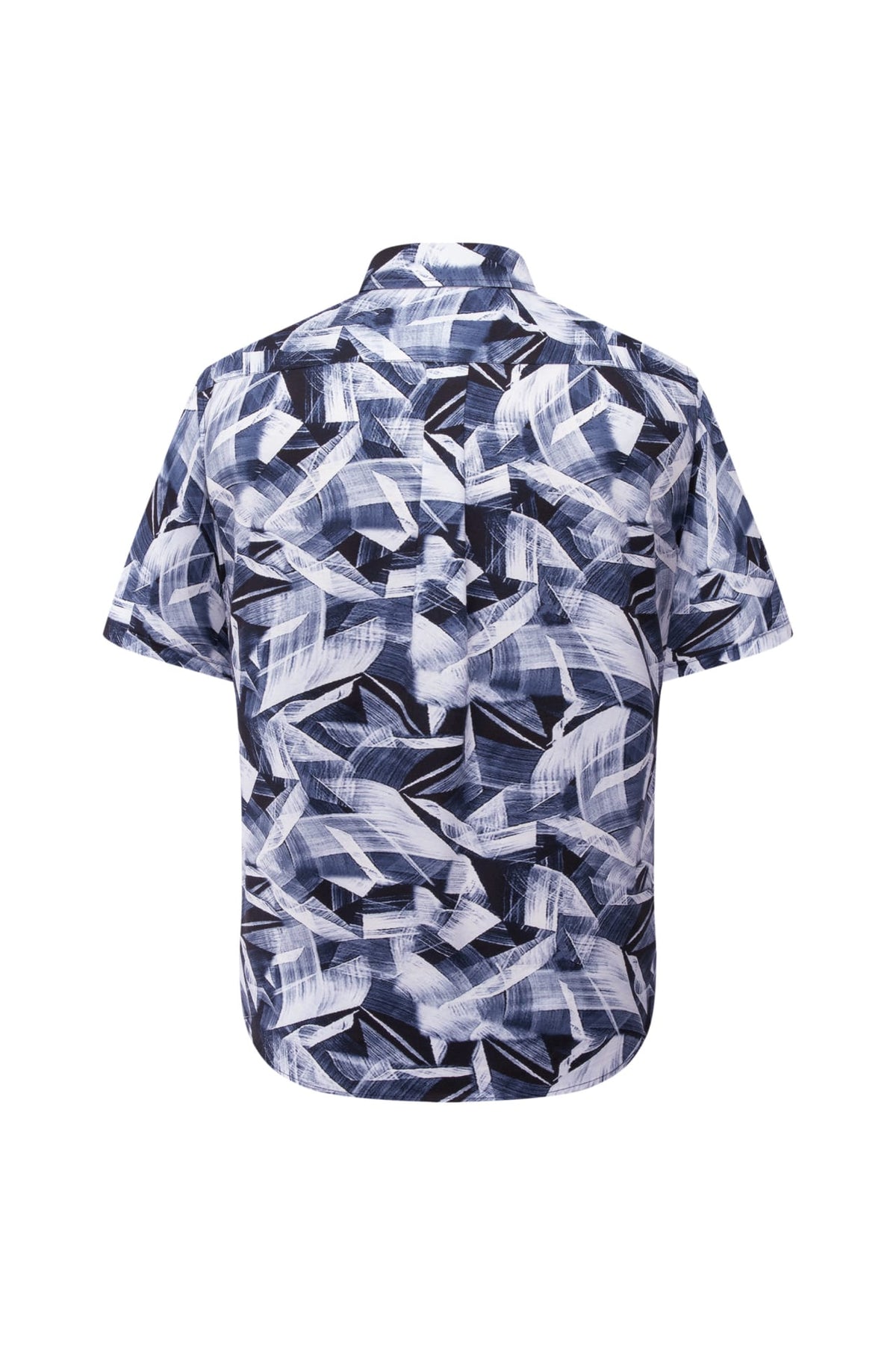 Non-Iron Pure Cotton Geometric Leaves Print Relax Fit Short Sleeve Casual Shirt