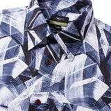 Non-Iron Pure Cotton Geometric Leaves Print Relax Fit Short Sleeve Casual Shirt
