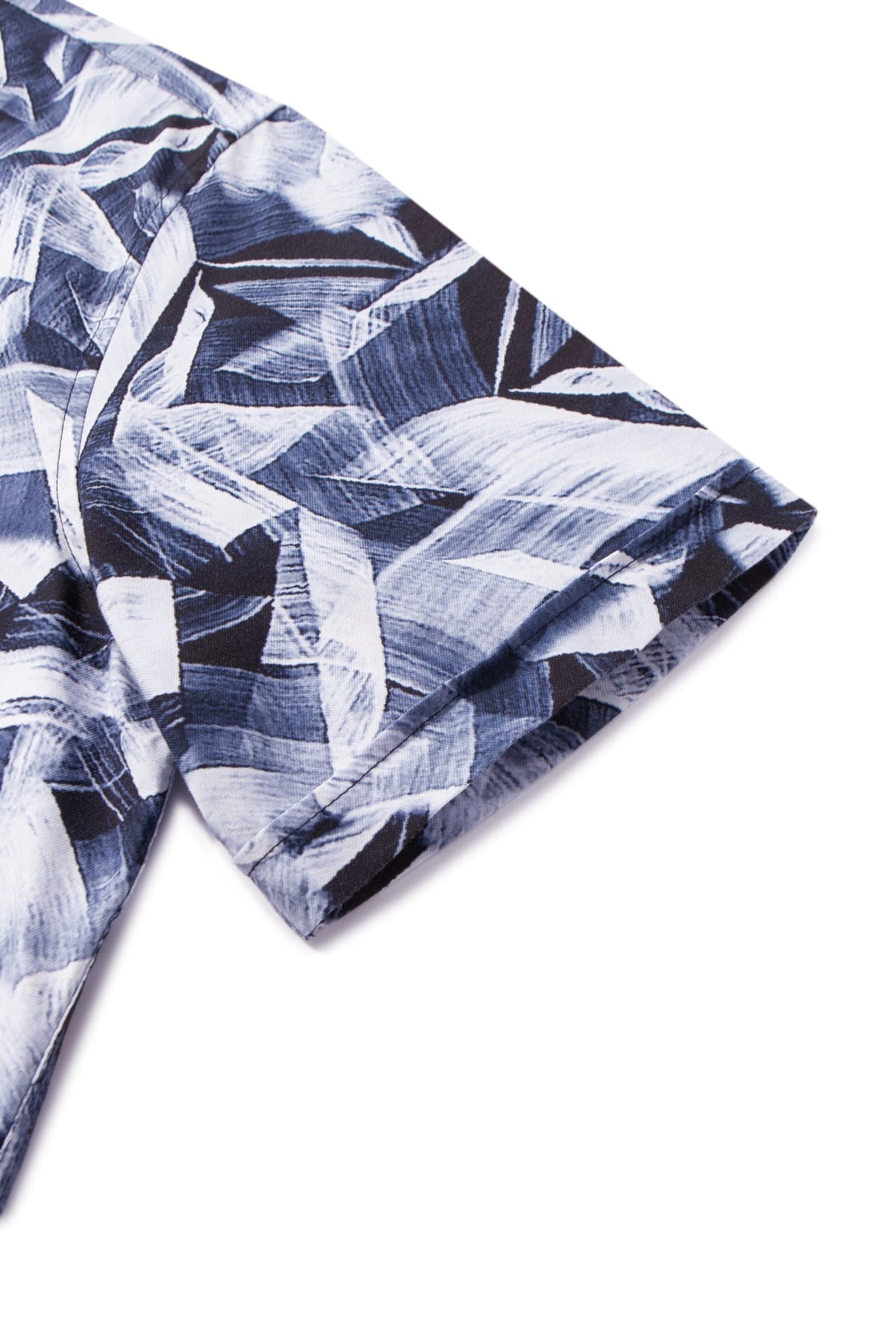 Non-Iron Pure Cotton Geometric Leaves Print Relax Fit Short Sleeve Casual Shirt