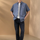Pure Cotton Oxford Relax Fit Short Sleeve Casual Shirt with Logo