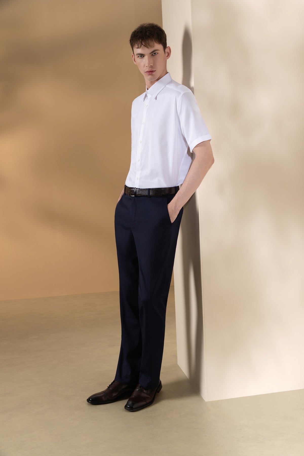 Non-Iron Cotton Blend Dobby Twill Smart Fit Short Sleeve Shirt