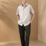 Non-Iron Easy Care Cotton Blend Stretch Check Smart Fit Short Sleeve Shirt