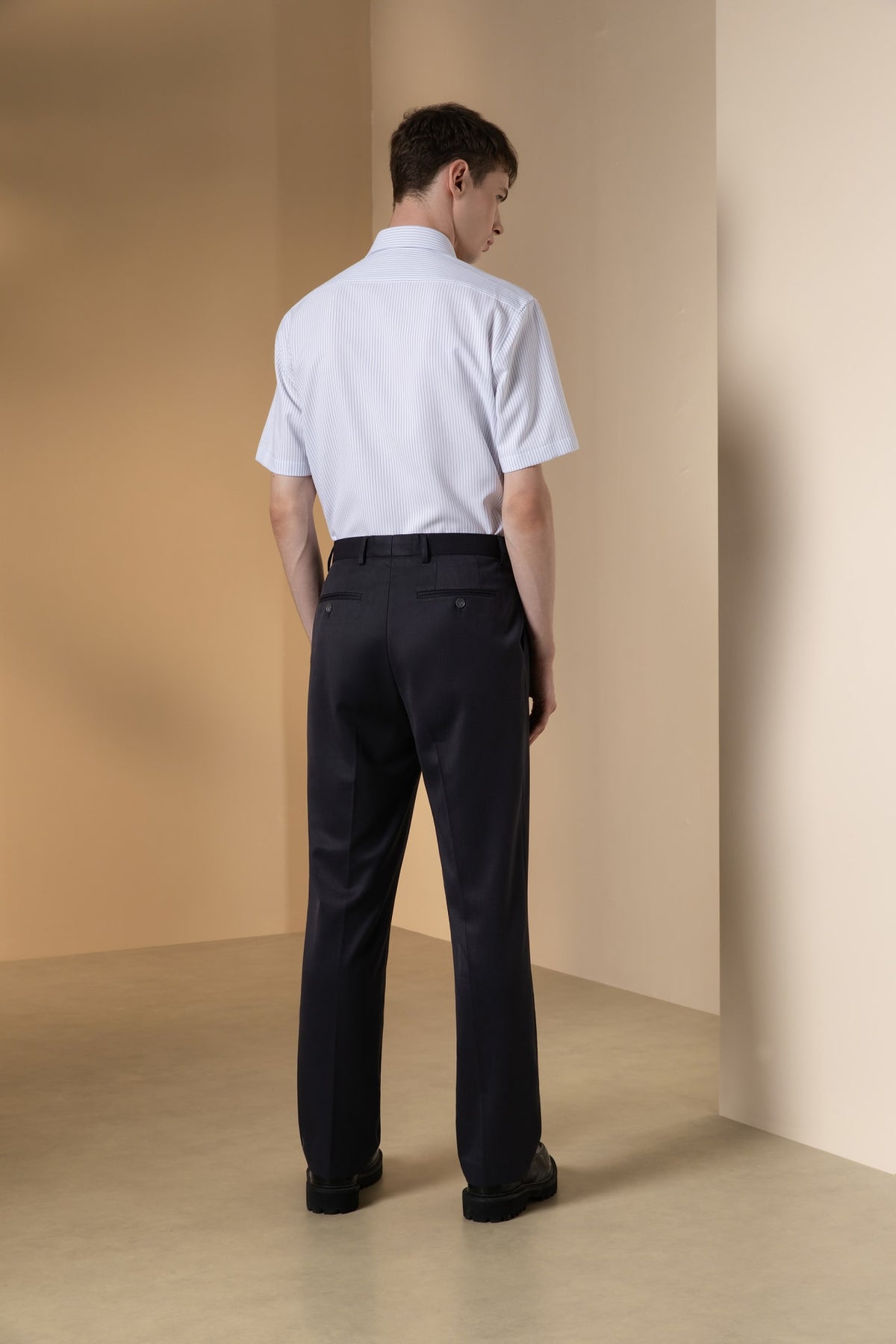 Non-Iron Dry Stripe Smart Fit Short Sleeve Shirt
