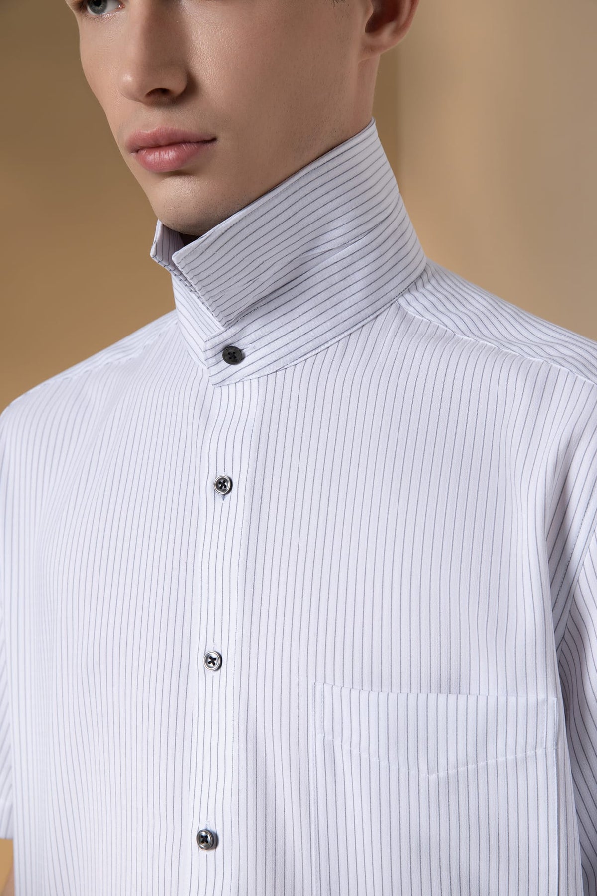 Non-Iron Dry Stripe Smart Fit Short Sleeve Shirt