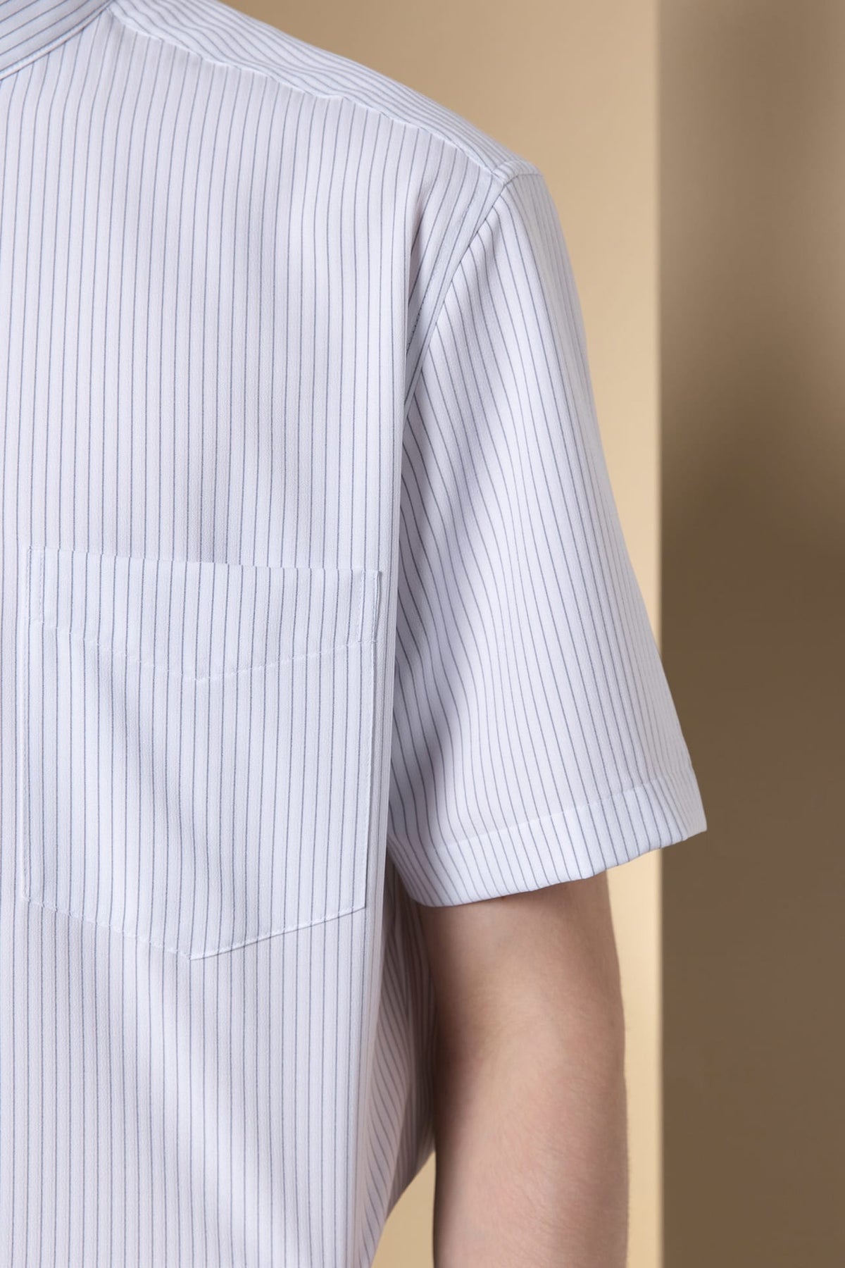 Non-Iron Dry Stripe Smart Fit Short Sleeve Shirt