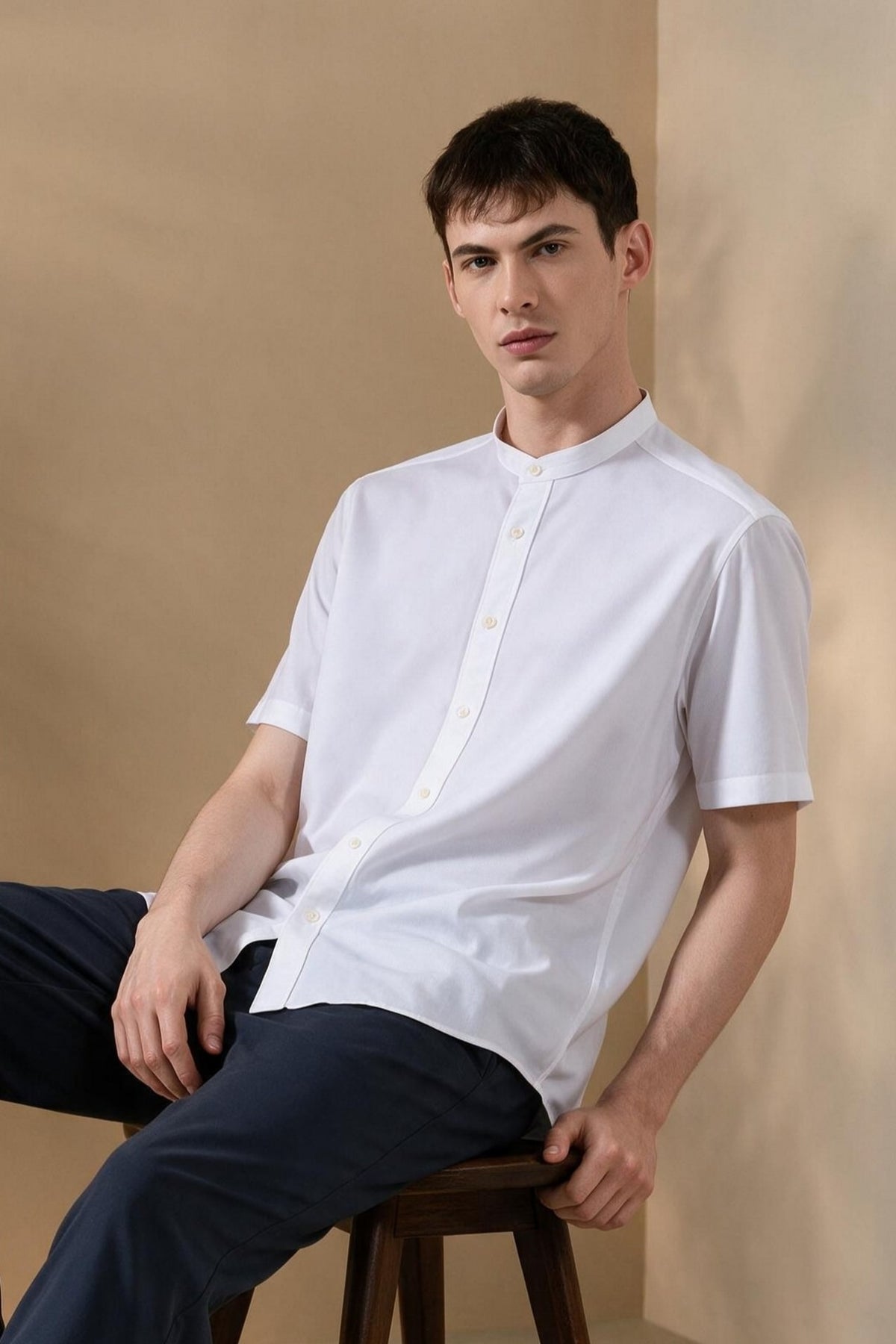 G2000 - Shirts - Poly Knit Comfort Fit Stand Collar Short Sleeve Shirt - Comfort - White