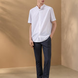 Poly Knit Comfort Fit Stand Collar Short Sleeve Shirt