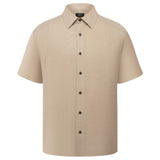Linen Blend Comfort Fit Short Sleeve Casual Shirt