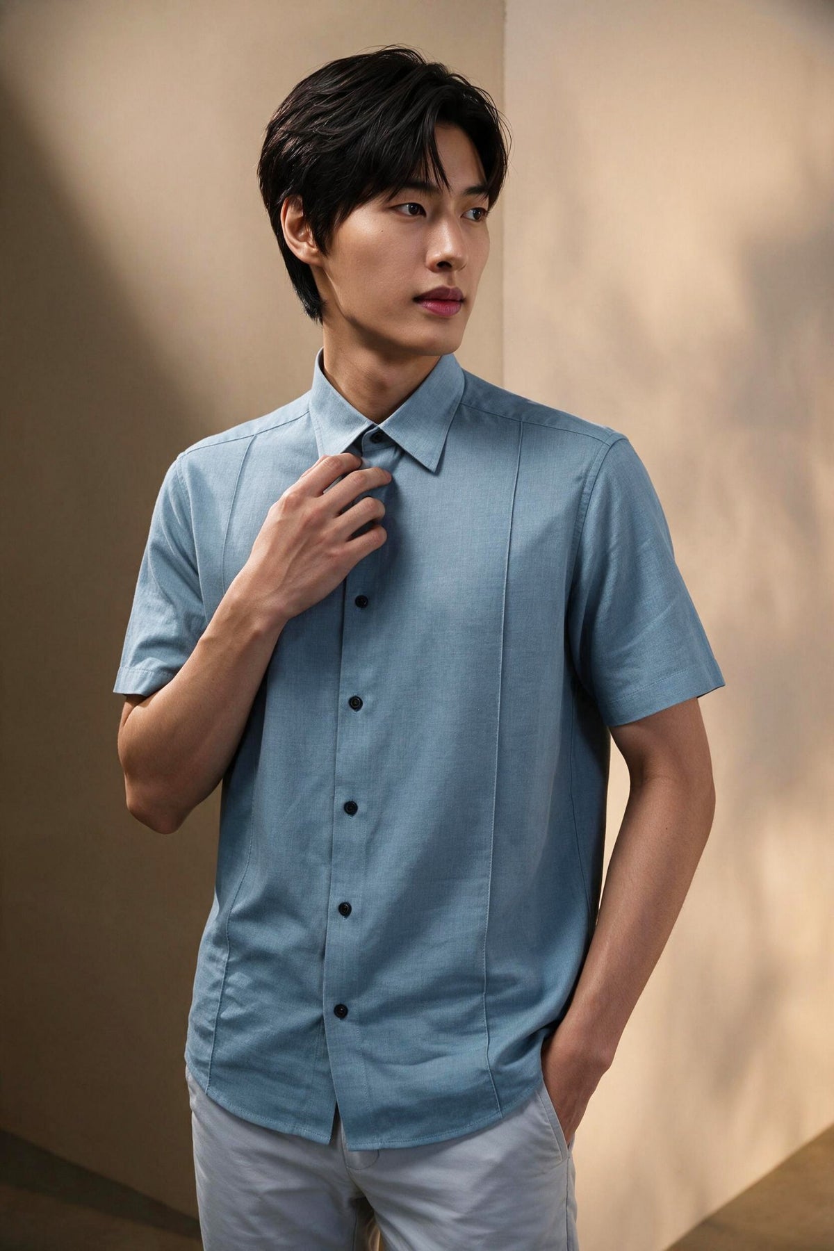 G2000 - Shirts - Linen Blend Comfort Fit Short Sleeve Casual Shirt - White Jade - Comfort