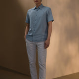 Linen Blend Comfort Fit Short Sleeve Casual Shirt