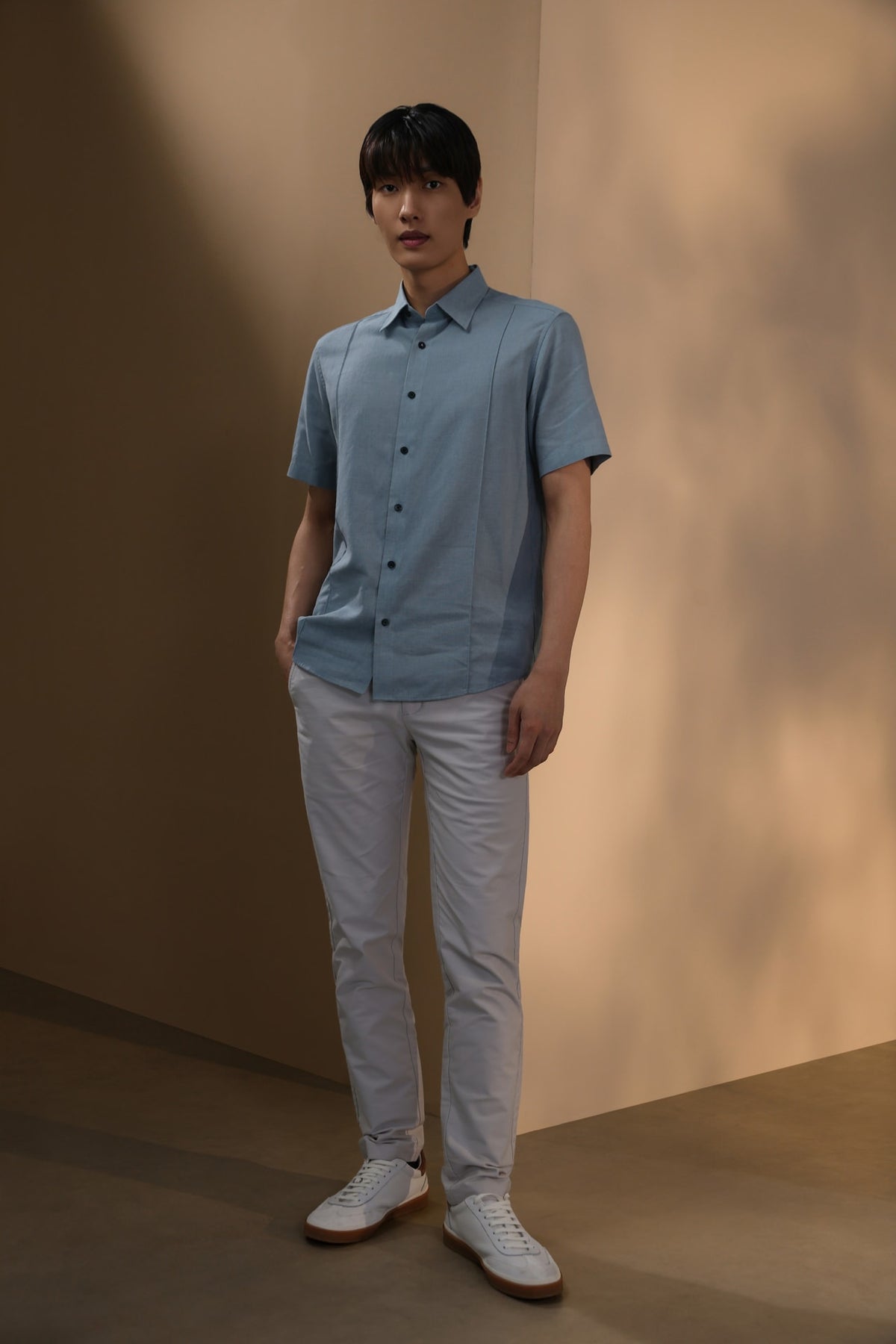 Linen Blend Comfort Fit Short Sleeve Casual Shirt