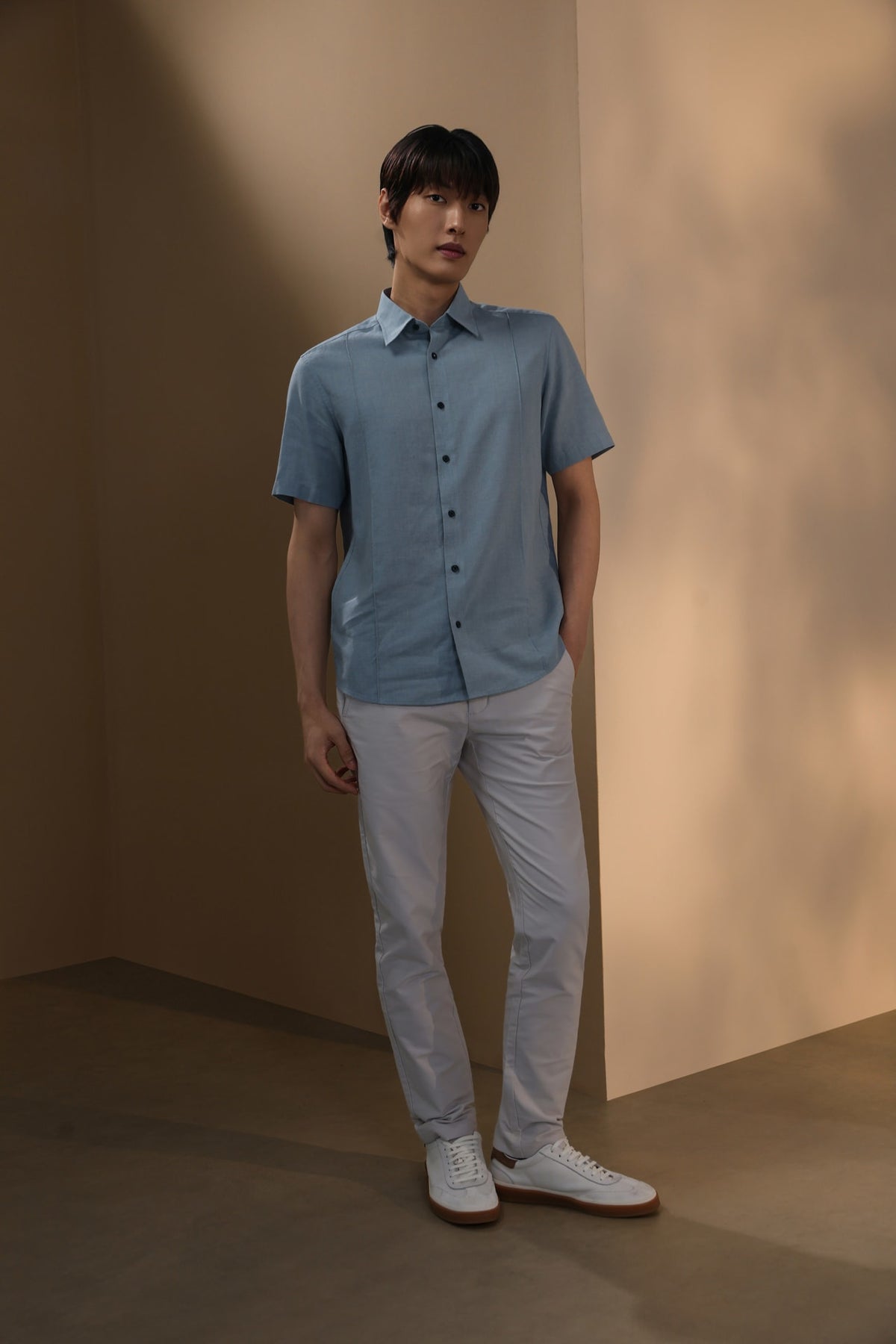 Linen Blend Comfort Fit Short Sleeve Casual Shirt