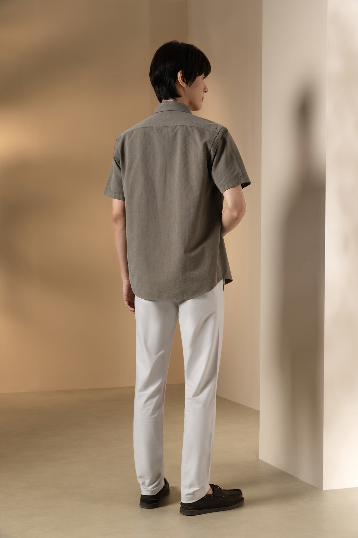 Lyocell Blend Stripe Comfor Fit Short Sleeve Casual Shirt