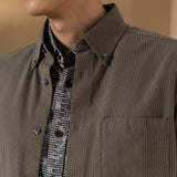 Lyocell Blend Stripe Comfor Fit Short Sleeve Casual Shirt