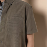Lyocell Blend Stripe Comfor Fit Short Sleeve Casual Shirt