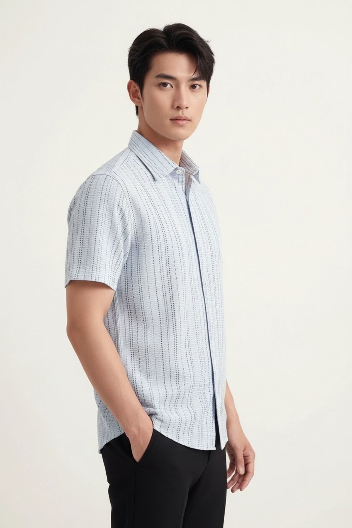 G2000 - Shirts - Chenille Stripe Texture Comfort Fit Short Sleeve Casual Shirt