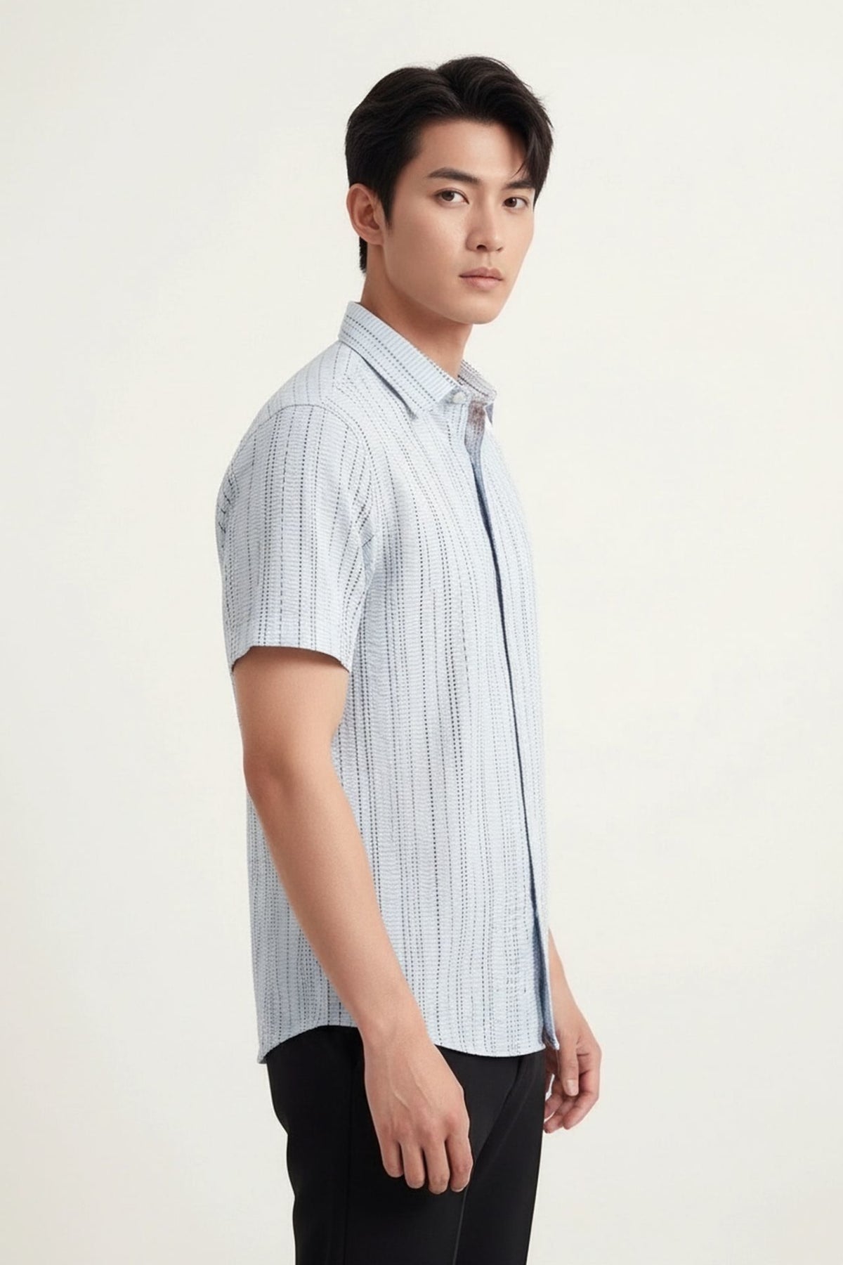G2000 - Shirts - Chenille Stripe Texture Comfort Fit Short Sleeve Casual Shirt