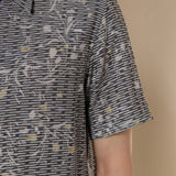 Chenille Stripe Texture Comfort Fit Short Sleeve Casual Shirt
