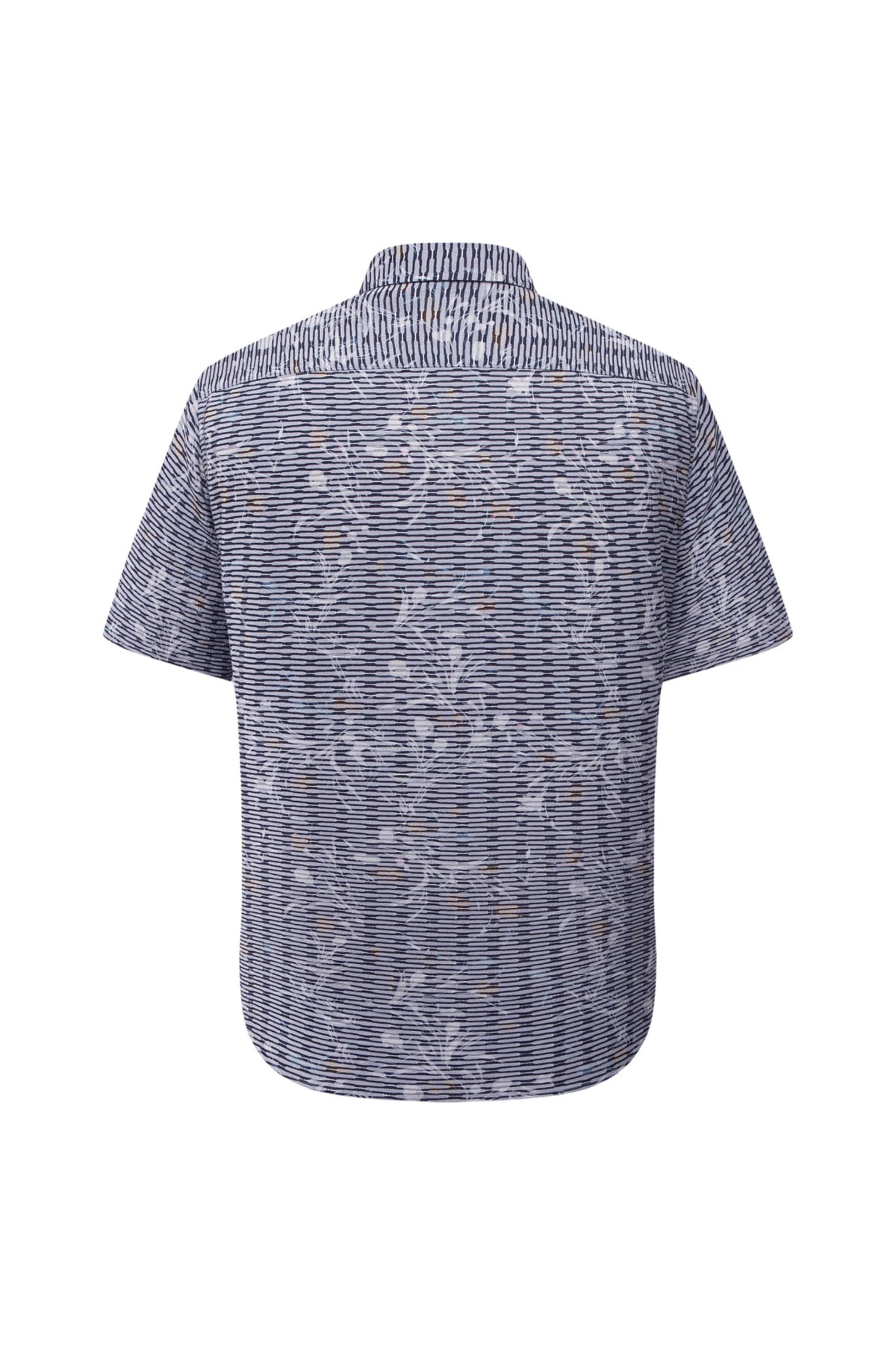 Chenille Wildflowers Print Texture Comfort Fit Short Sleeve Casual Shirt