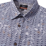 Chenille Wildflowers Print Texture Comfort Fit Short Sleeve Casual Shirt