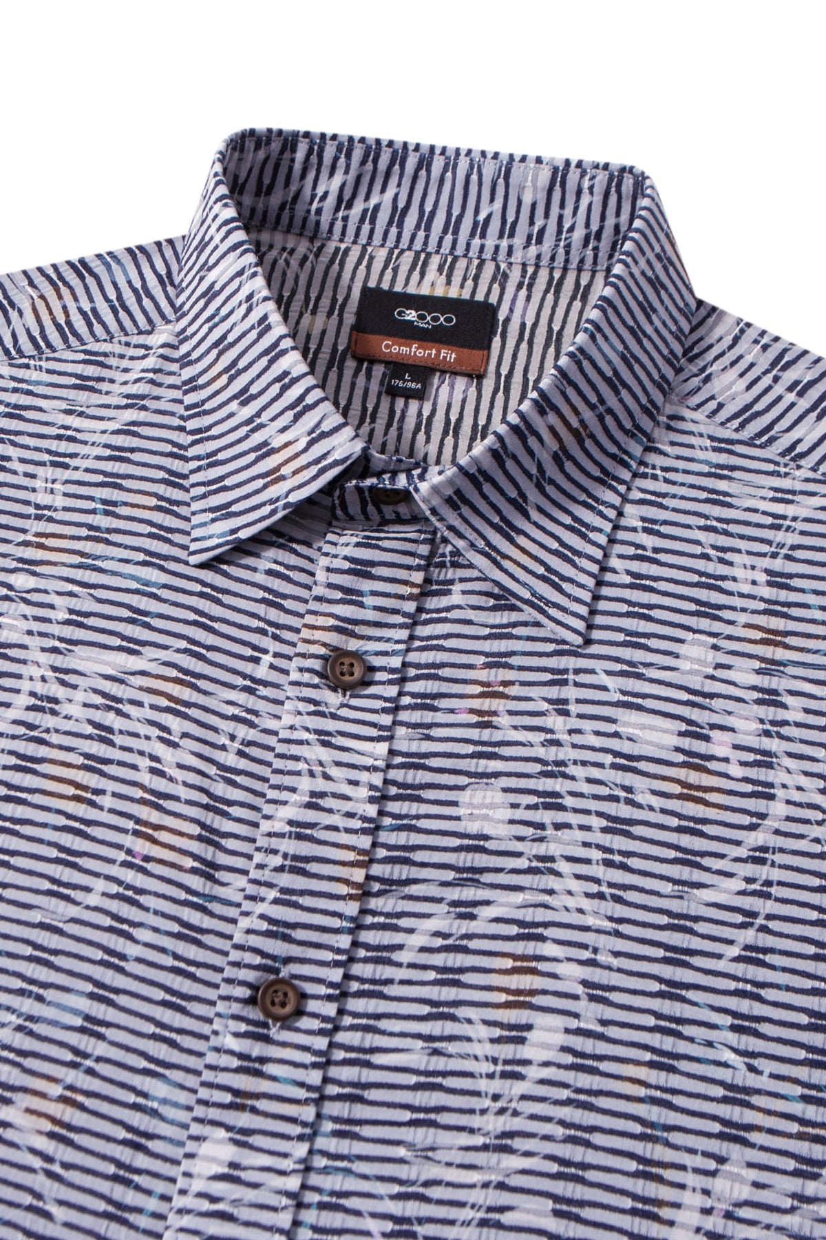 Chenille Wildflowers Print Texture Comfort Fit Short Sleeve Casual Shirt