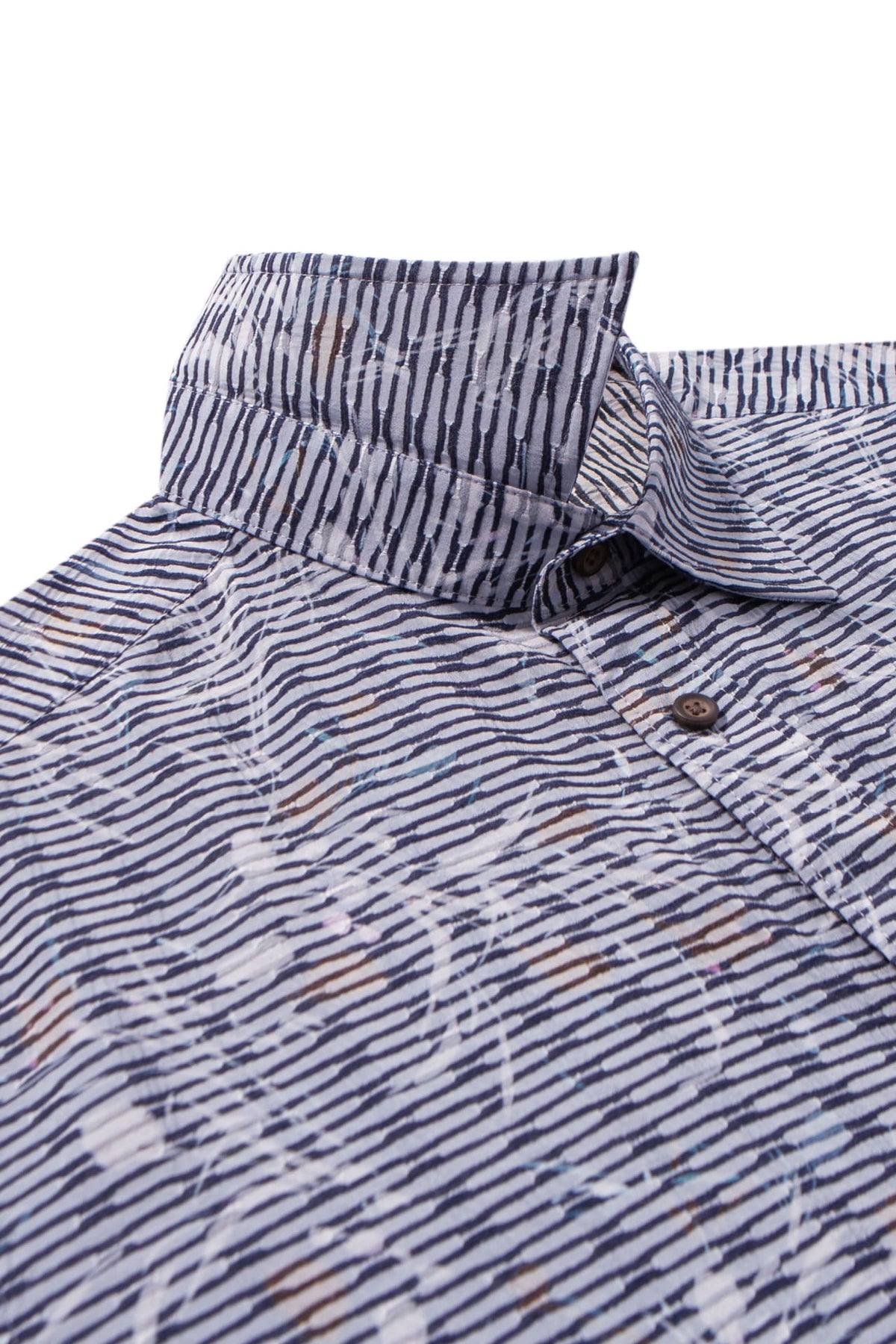 Chenille Wildflowers Print Texture Comfort Fit Short Sleeve Casual Shirt