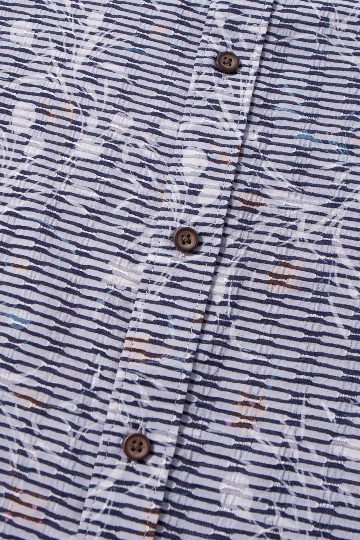 Chenille Wildflowers Print Texture Comfort Fit Short Sleeve Casual Shirt