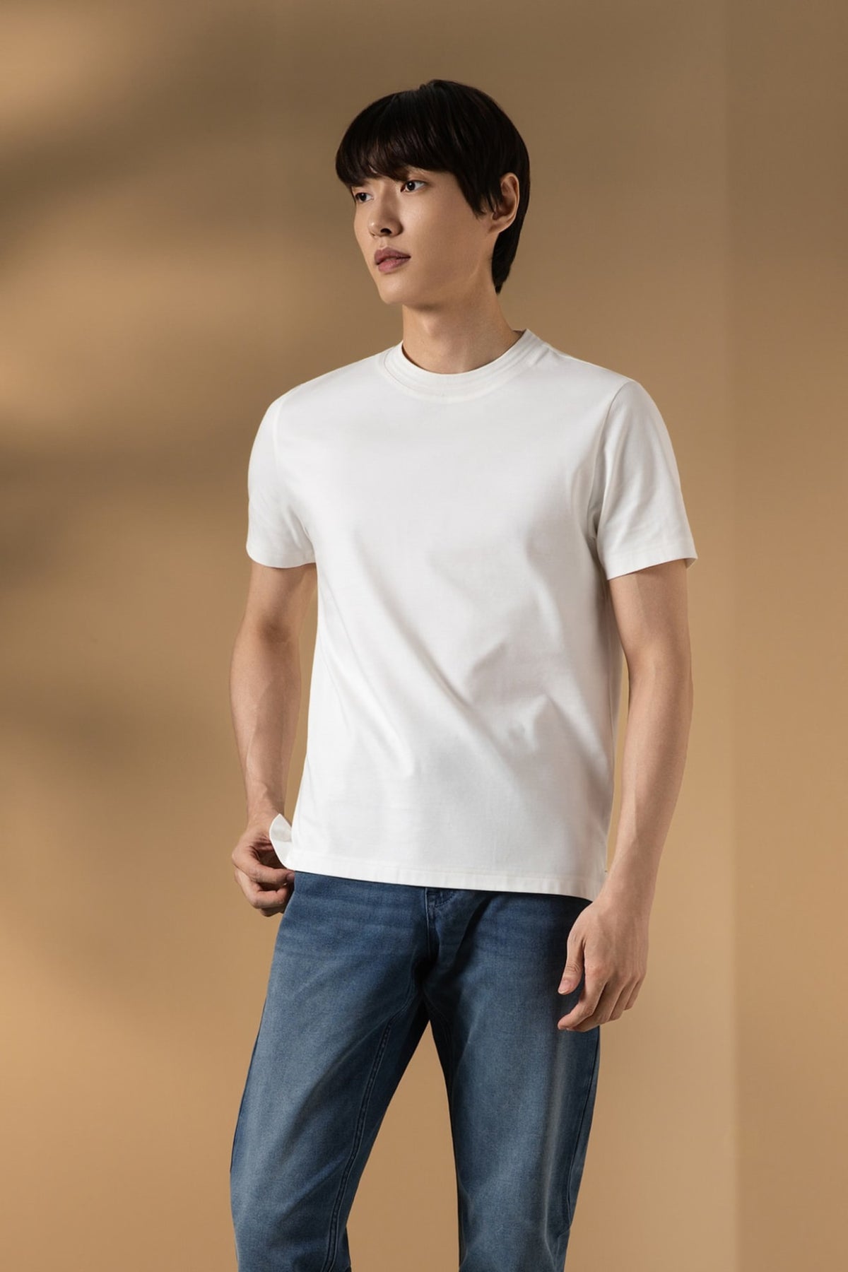 Cool Touch Mercerized Cotton Ottoman Comfort Fit Crew Neck Tee