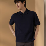 Cotton Blend Ottoman Oversize Fit Polo Tee