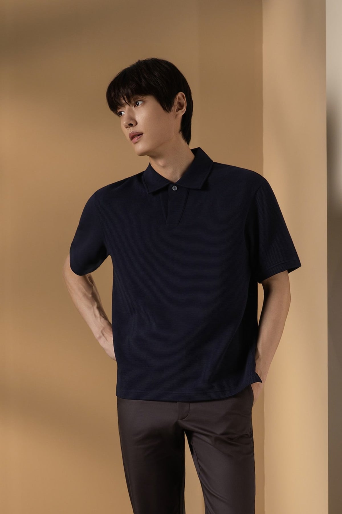 Cotton Blend Ottoman Oversize Fit Polo Tee