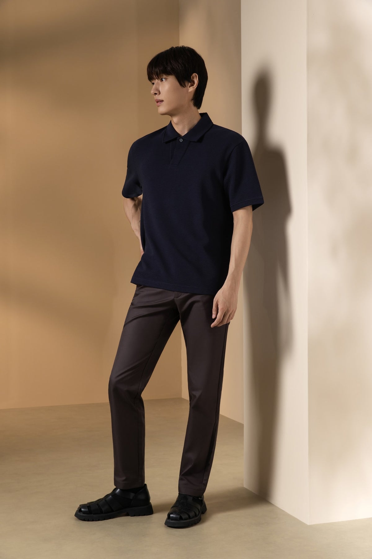 Cotton Blend Ottoman Oversize Fit Polo Tee