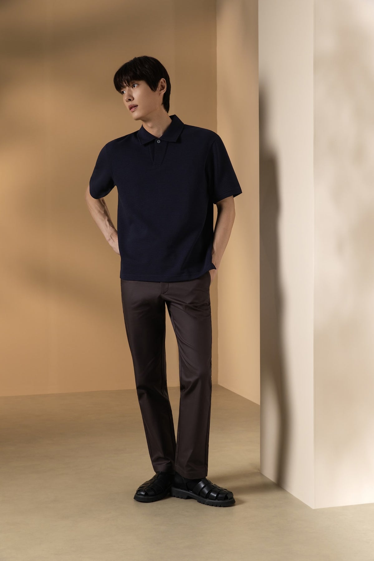Cotton Blend Ottoman Oversize Fit Polo Tee