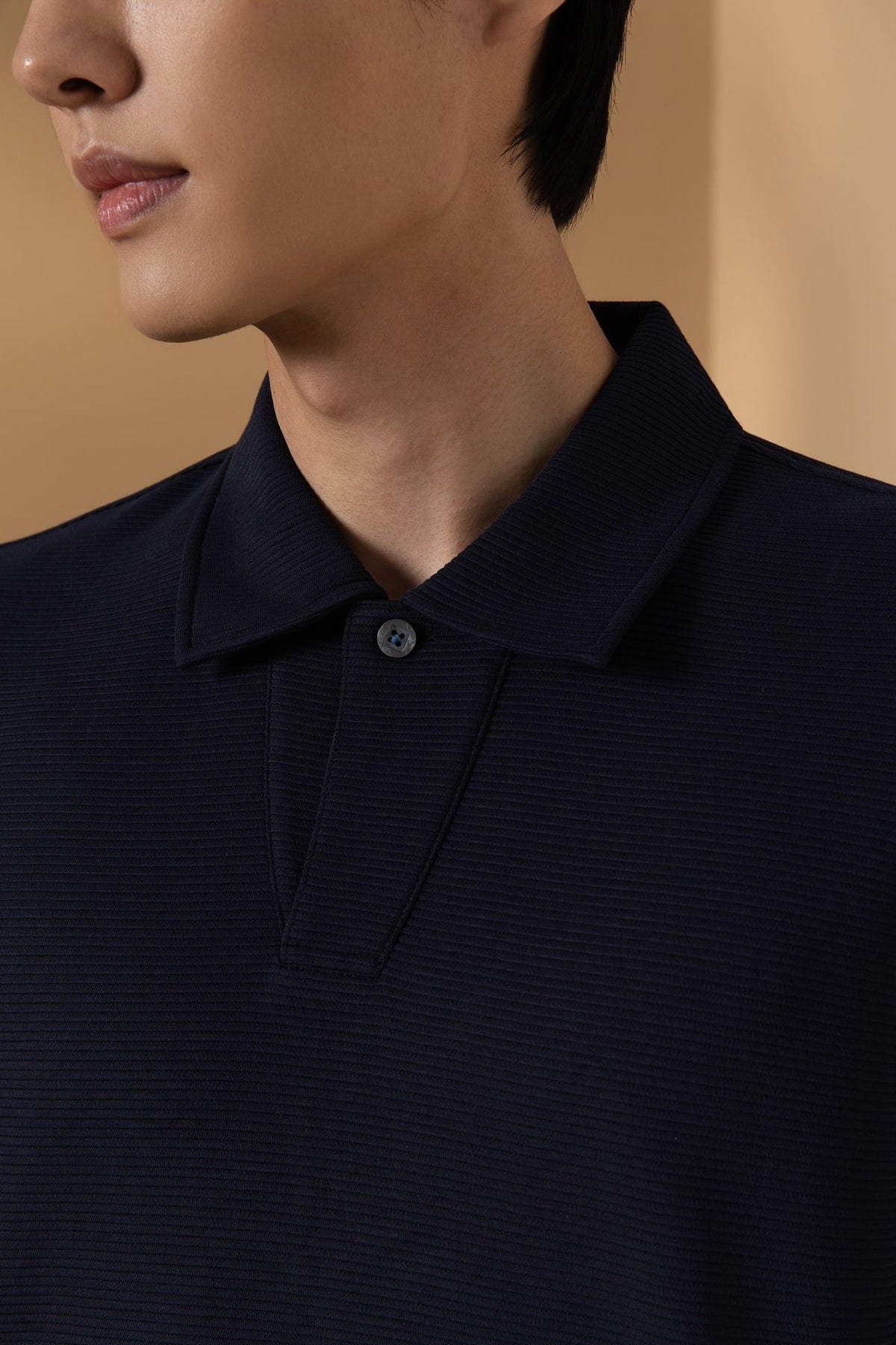 Cotton Blend Ottoman Oversize Fit Polo Tee