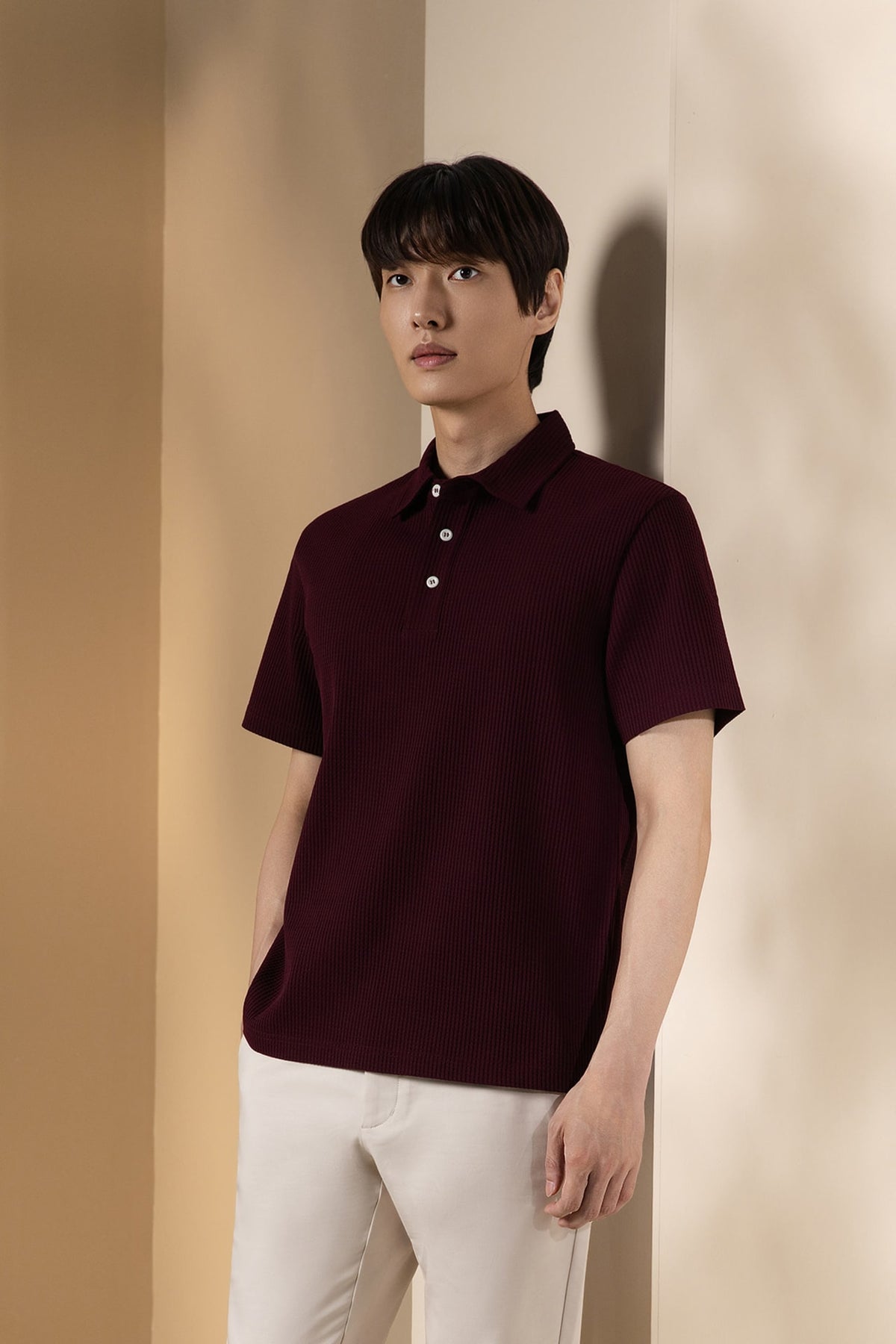 Waffle Knit Relax Fit Polo Tee