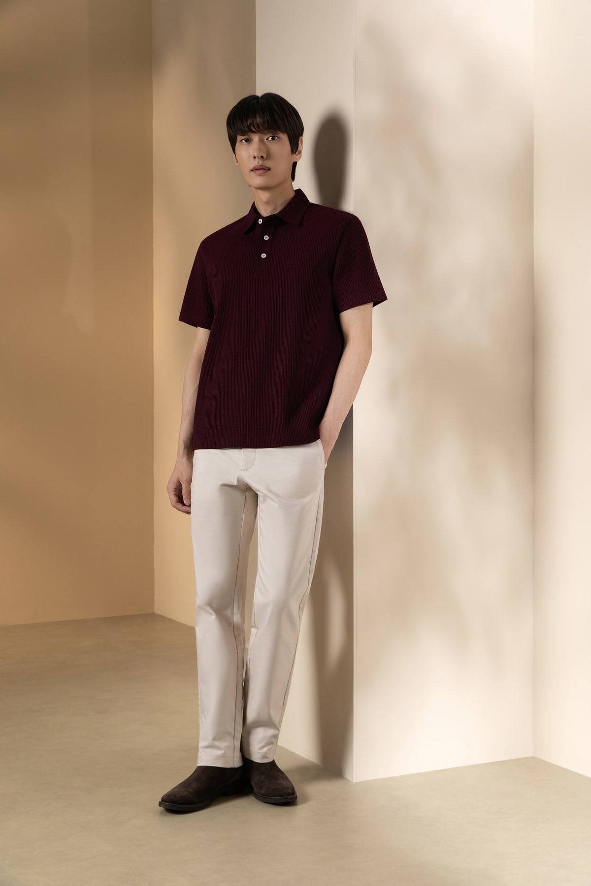 Waffle Knit Relax Fit Polo Tee