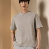 Waffle Knit Oversize Fit Mock Neck Tee