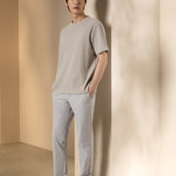 Waffle Knit Oversize Fit Mock Neck Tee