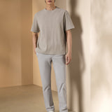 Waffle Knit Oversize Fit Mock Neck Tee
