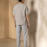 Waffle Knit Oversize Fit Mock Neck Tee