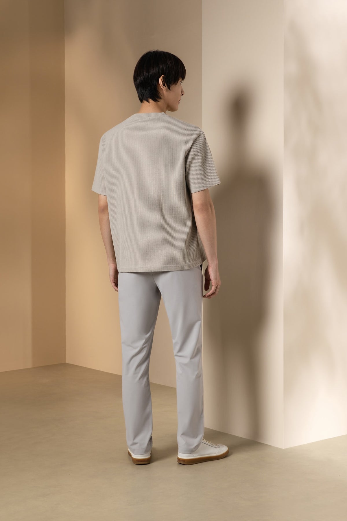Waffle Knit Oversize Fit Mock Neck Tee